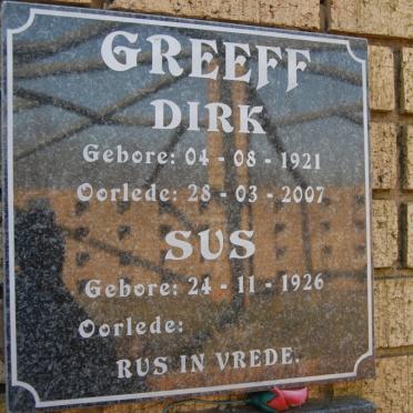 GREEFF Dirk 1921-2007 &amp; Sus 1926-