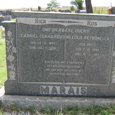 MARAIS Gabriel Gerhardus 1868-1936 &amp; Neeltje Petronella BRITZ 1880-1952