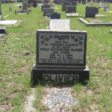 OLIVIER Heila Elizabeth nee STOOP 1904-1951