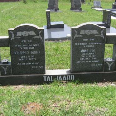 TALJAARD Johannes Adolf 1910-1972 &amp; Anna C.M. SENEKAL 1917-1993