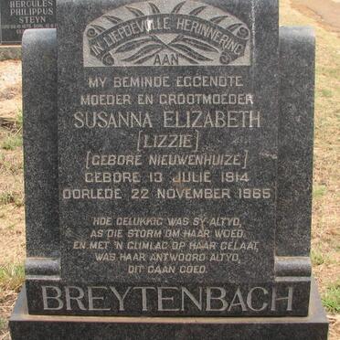 BREYTENBACH Susanna Elizabeth nee NIEUWENHUIZE 1914-1965