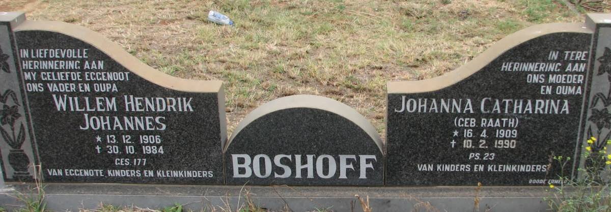 BOSHOFF Willem Hendrik Johannes 1906-1984 &amp; Johanna Catharina RAATH 1909-1990