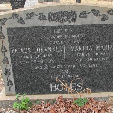 BOTES Petrus Johannes 1887-1972 &amp; Martha Maria 1883-1971