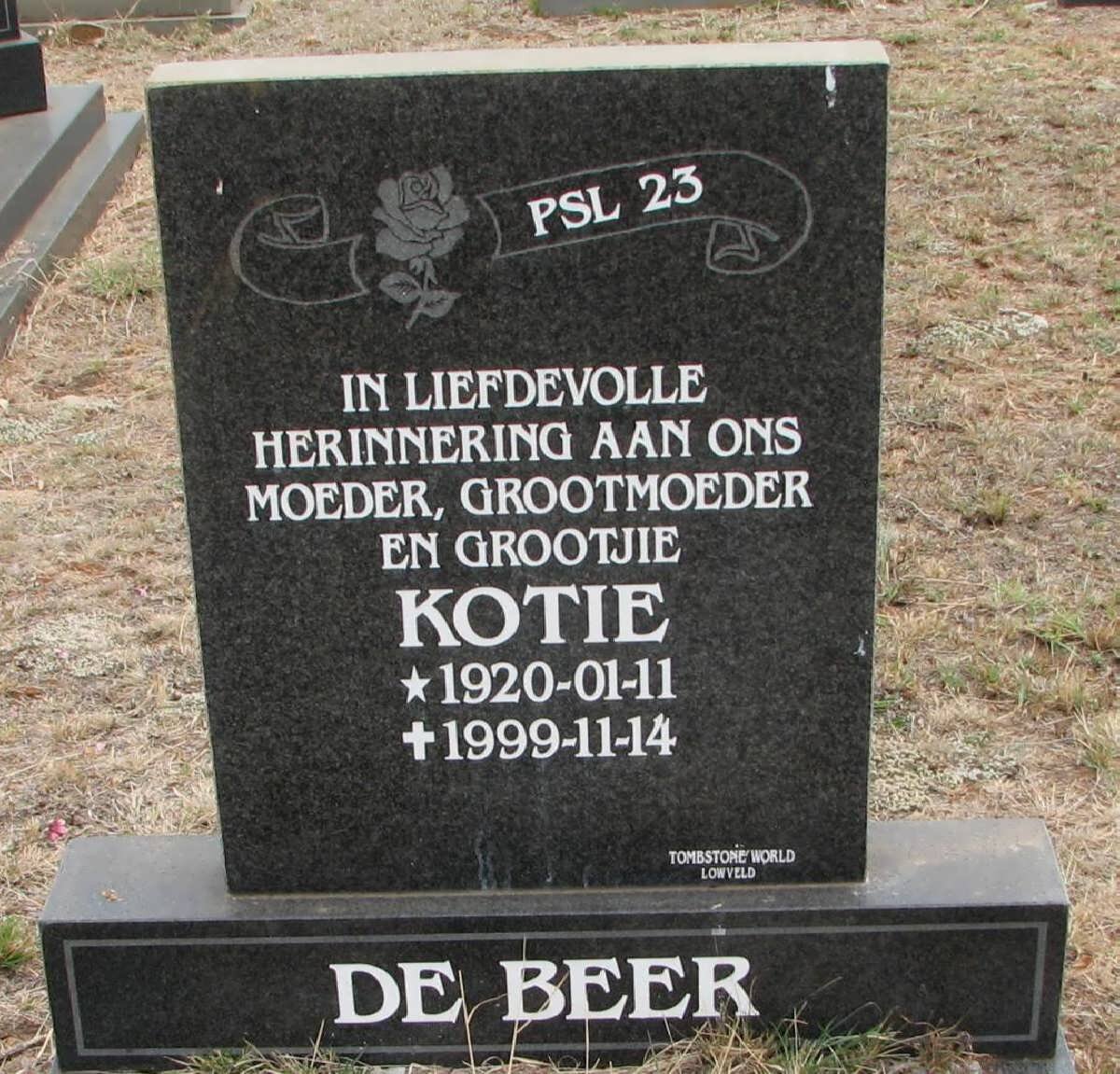 BEER Kotie, de 1920-1999