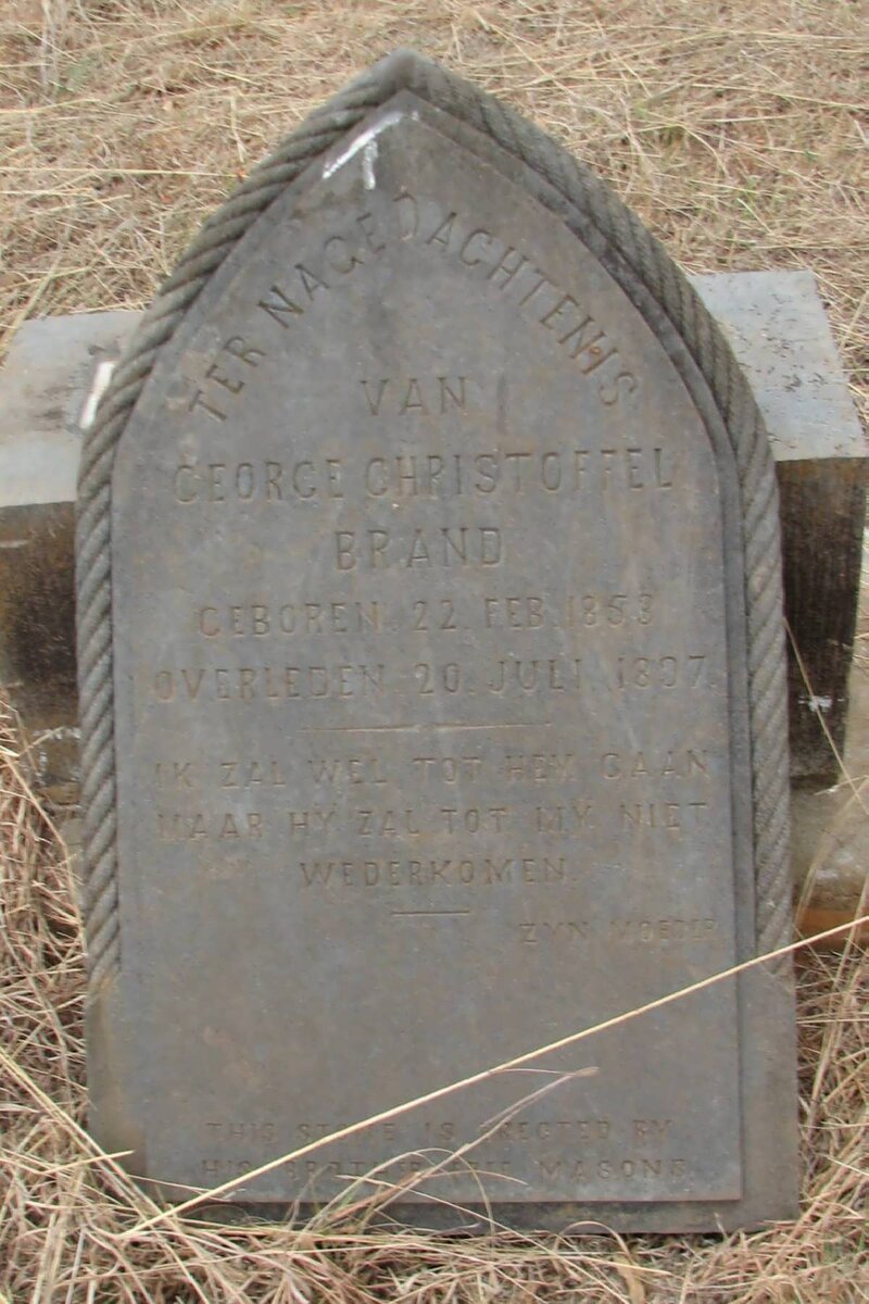 BRAND George Christoffel 1853-1897