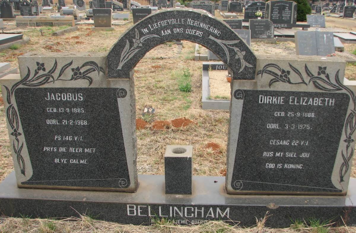 BELLINGHAM Jacobus 1885-1968 &amp; Dirkie Elizabeth 1888-1975