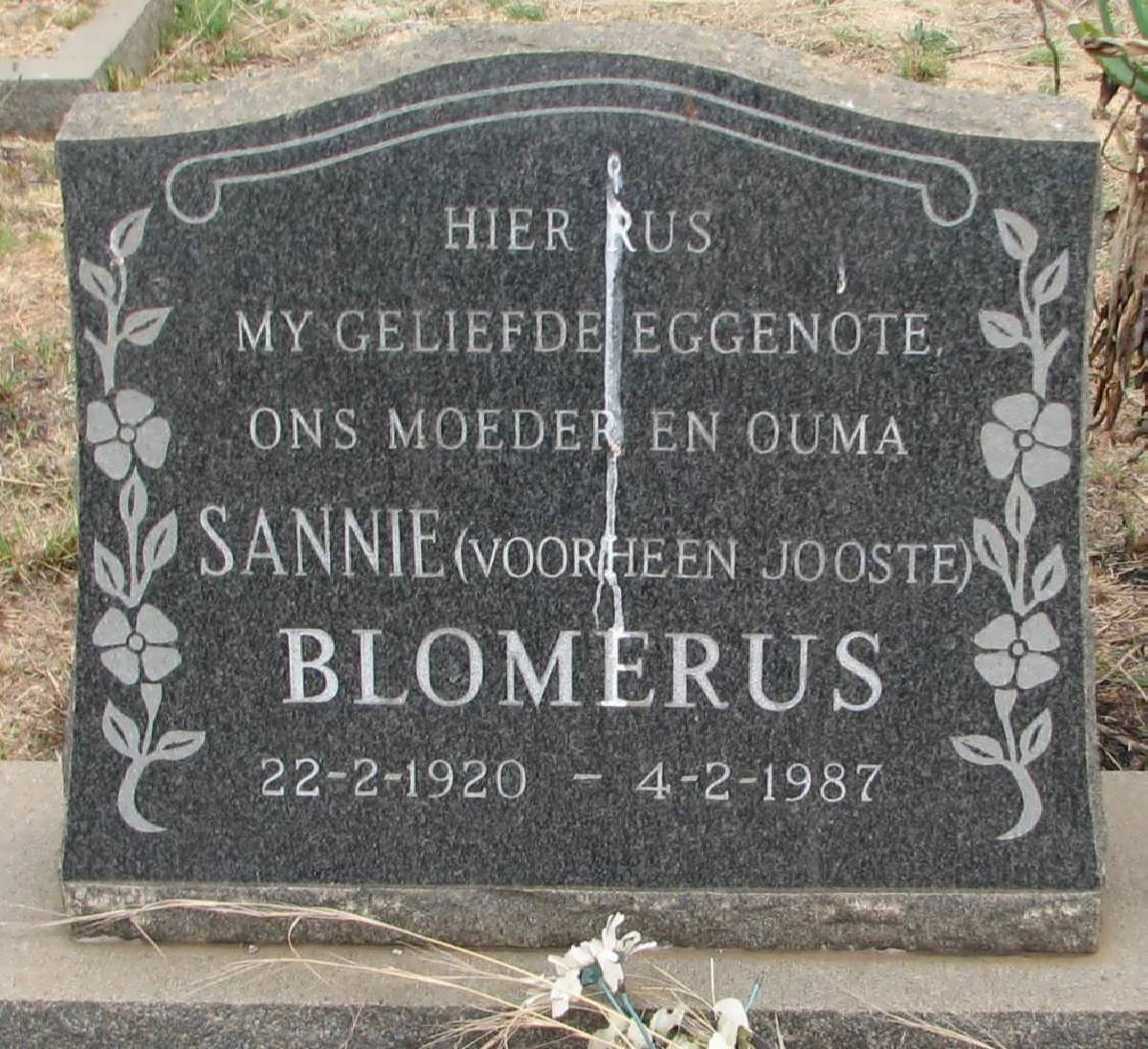 BLOMERUS Sannie nee JOOSTE 1920-1987