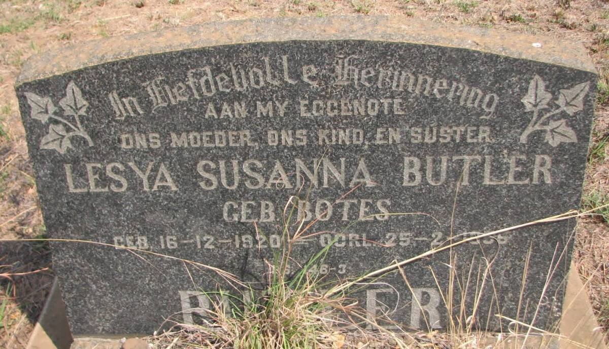 BUTLER Lesya Susanna nee BOTES 1920-1956