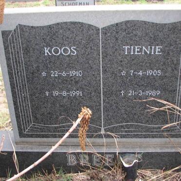 BREEDT Koos 1910-1991 &amp; Tienie 1905-1989
