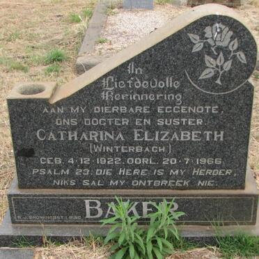 BAKER Catharina Elizabeth nee WINTERBACH 1922-1966