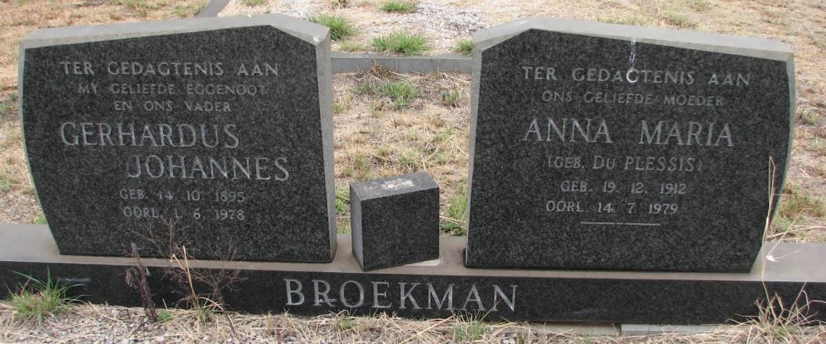BROEKMAN Gerhardus Johannes 1895-1978 &amp; Anna Maria DU PLESSIS 1912-1979