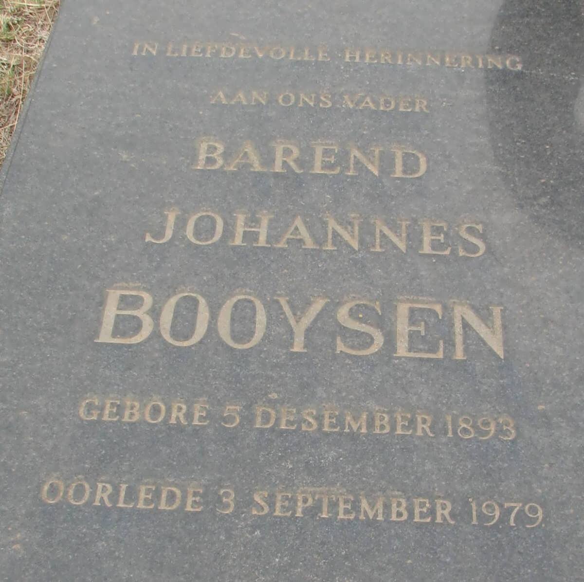 BOOYSEN Barend Johannes 1893-1979