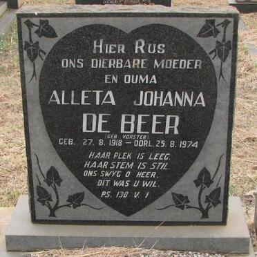 BEER Alleta Johanna, de nee VORSTER 1918-1974