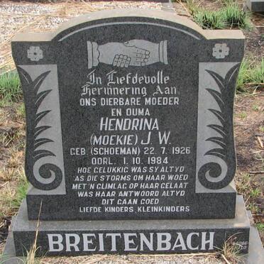 BREITENBACH Hendrina J.W. nee SCHOEMAN 1926-1984