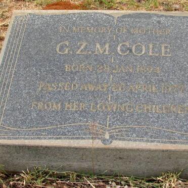 COLE G.Z.M. 1894-1977