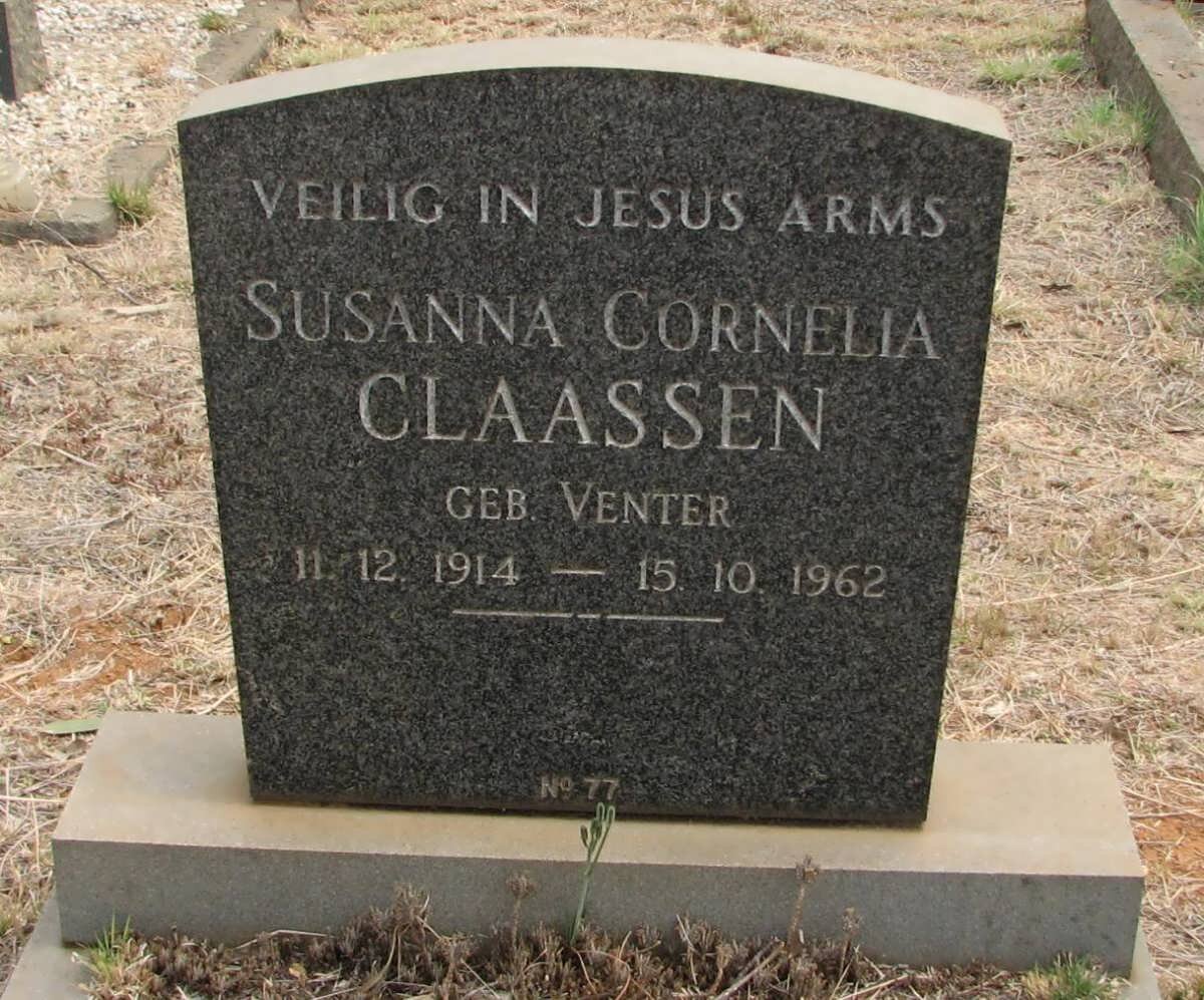 CLAASSEN Susanna Cornelia nee VENTER 1914-1962