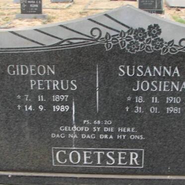 COETSER Gideon Petrus 1897-1989 &amp; Susanna Josiena 1910-1981