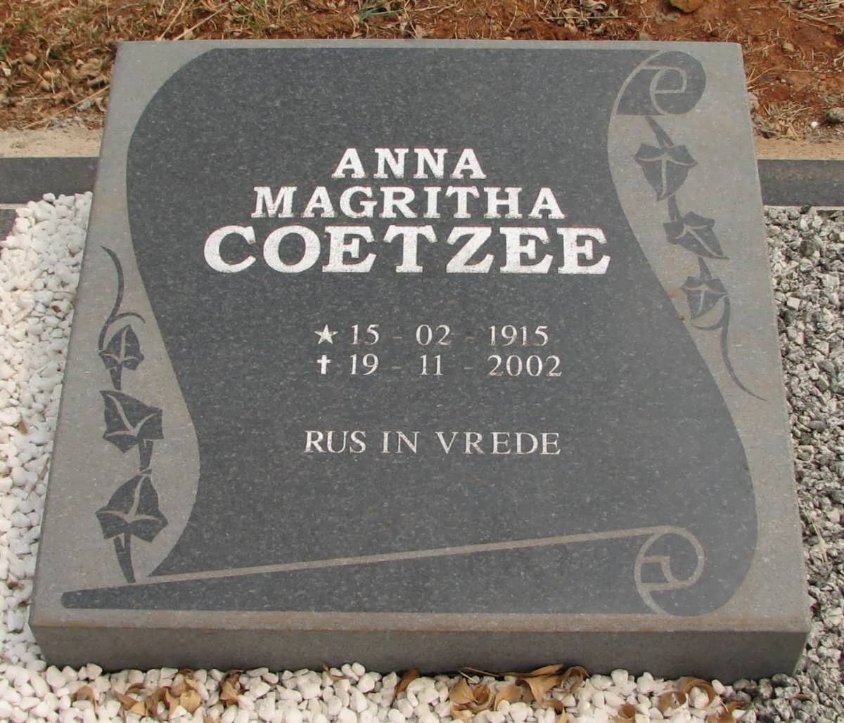 COETZEE Anna Magritha 1915-2002
