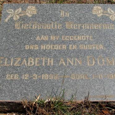 DOMAN Elizabeth Ann 1898-1959