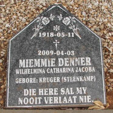 DENNER Wilhelmina Catharina Jacoba voorheen STEENKAMP nee KRUGER 1918-2009