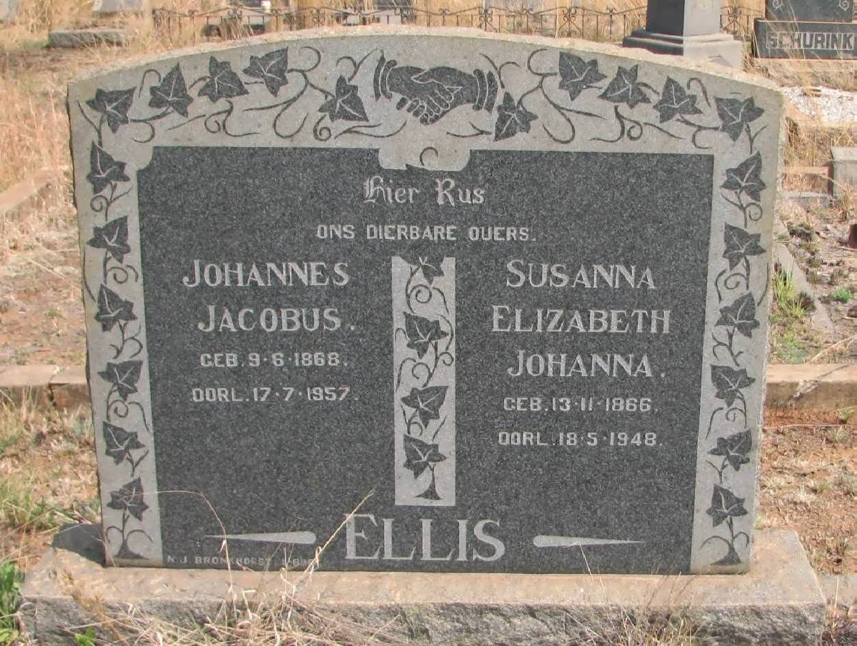 ELLIS Johannes Jacobus 1868-1957 &amp; Susanna Elizabeth Johanna 1866-1948