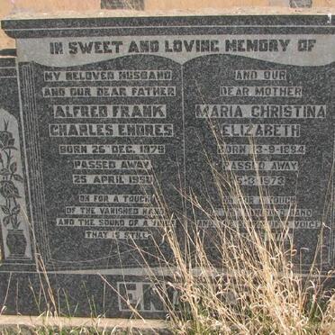 ENDRES Alfred Frank Charles 1879-1950 &amp; Maria Christina Elizabeth 1884-1973