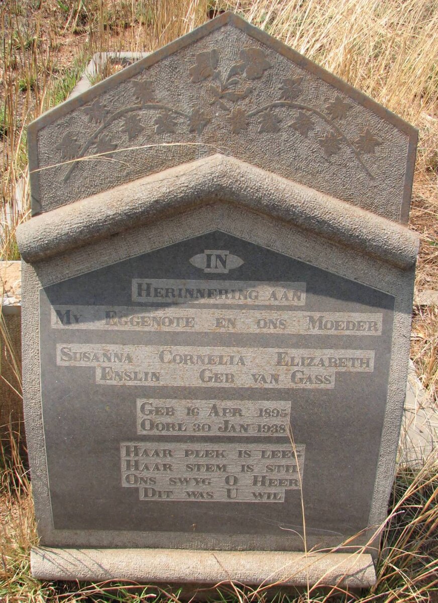 ENSLIN Susanna Cornelia Elizabeth nee VAN GASS 1895-1938