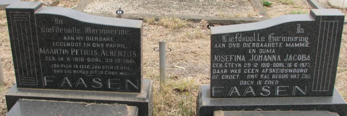 FAASEN Maartin Petrus Albertus 1910-1961 &amp; Josefina Johanna Jacoba STEYN 1910-1972