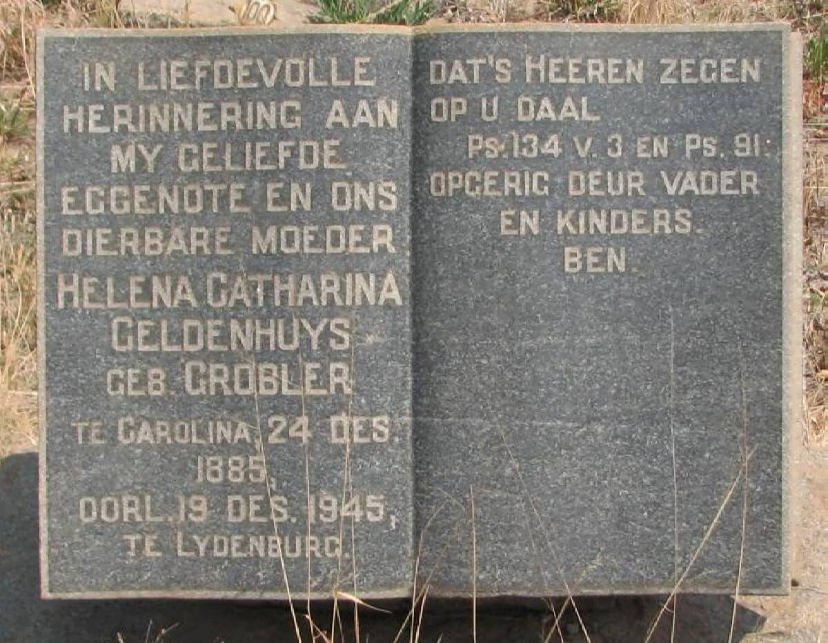 GELDENHUYS Helena Catharina nee GROBLER 1885-1945