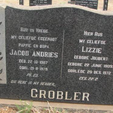 GROBLER Jacob Andries 1907-1979 &amp; Lizzie JOUBERT 1909-1972