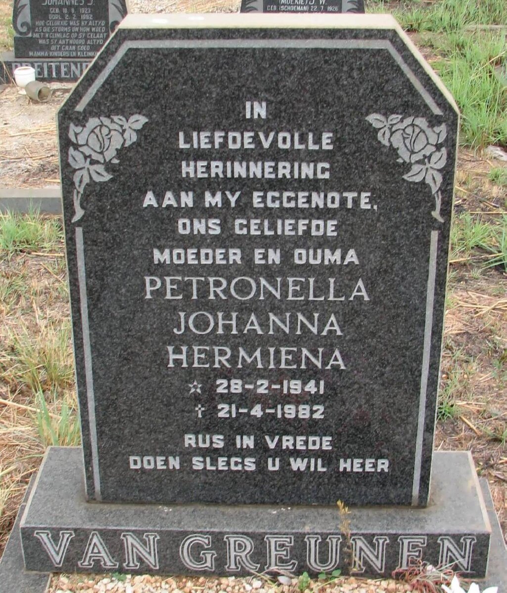 GREUNEN Petronella Johanna Hermiena, van 1941-1982