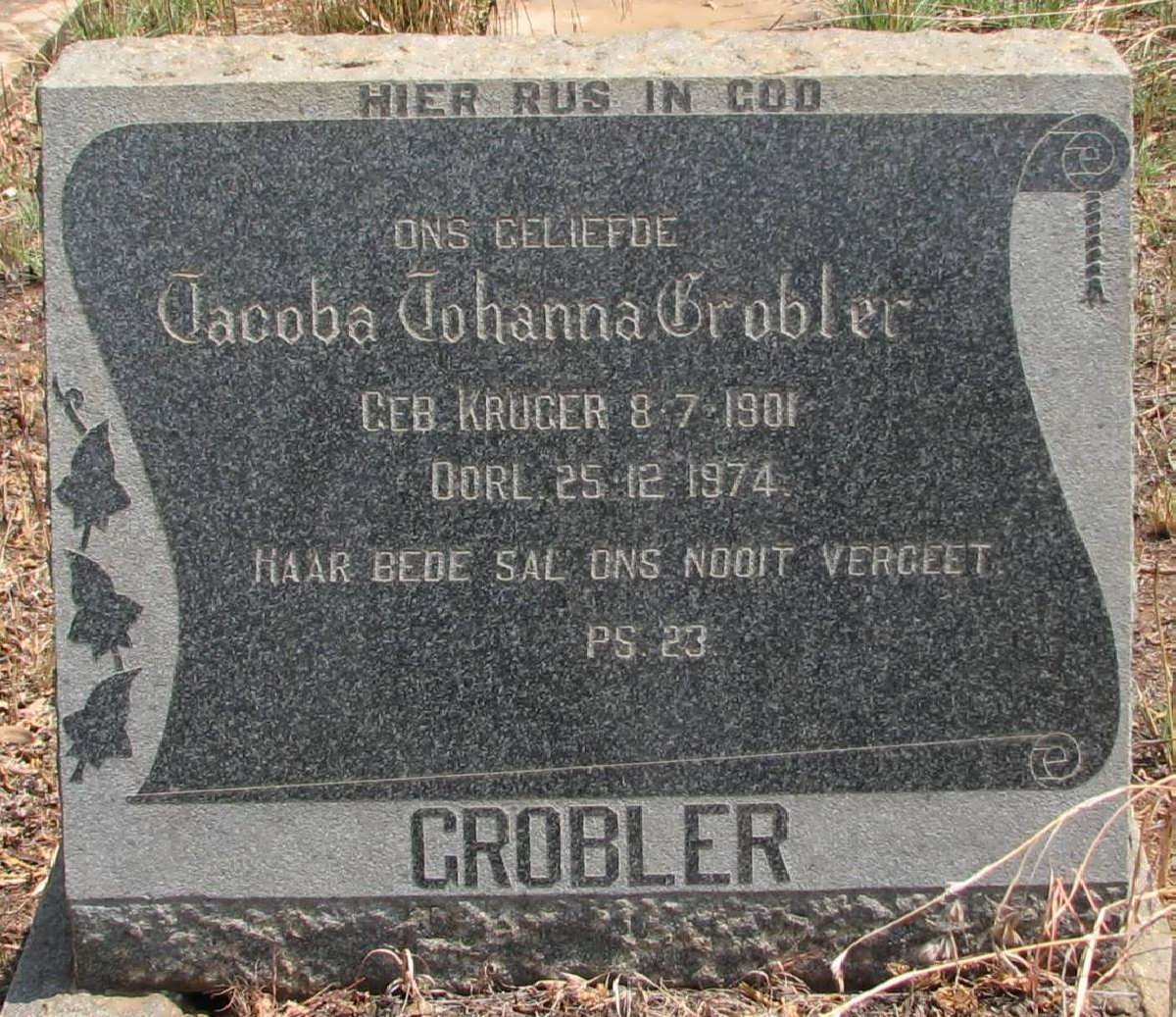 GROBLER Jacoba Johanna nee KRUGER 1901-1974