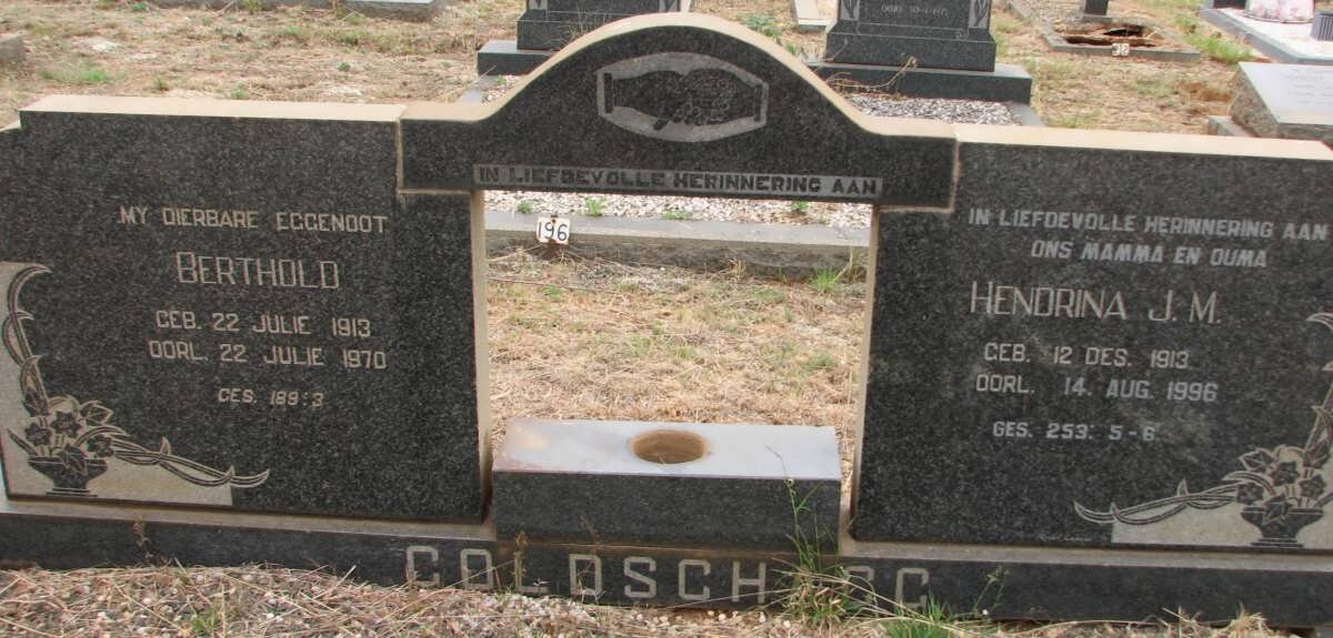 GOLDSCHACG Berthold 1913-1970 &amp; Hendrina J.M. 1913-1996