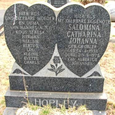 HOPLEY Salomina Catharina Johanna nee GROBLER 1933-1975