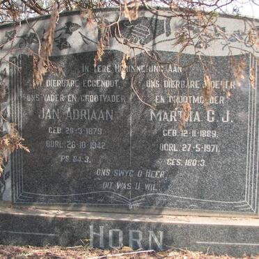 HORN Jan Adriaan 1879-1942 &amp; Martha C.J. 1889-1971