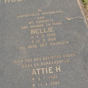 HOLTZHAUSEN Attie H. 1902-2000 &amp; Nellie 1905-1986