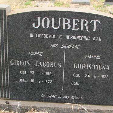 JOUBERT Gideon Jacobus 1916-1972 &amp; Christiena 1923-