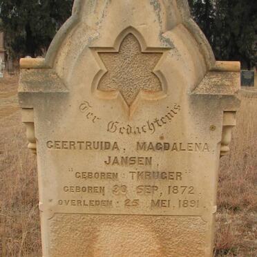 JANSEN Geertruida Magdalena nee KRUGER 1872-1891