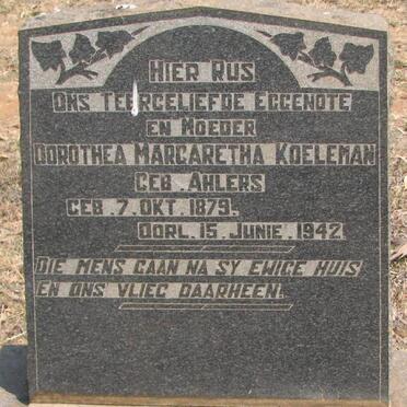 KOELEMAN Dorothea Margaretha nee AHLERS 1879-1942