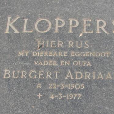 KLOPPERS Burgert Adriaan 1905-1977