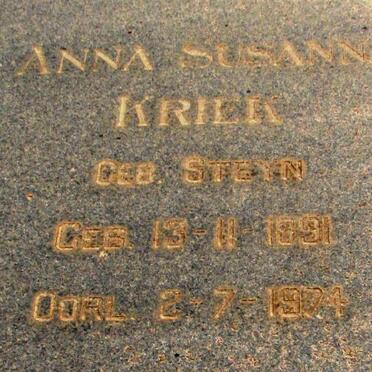 KRIEK Anna Susanna STEYN 1891-1974