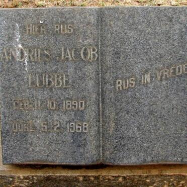 LUBBE Andries Jacob 1890-1968