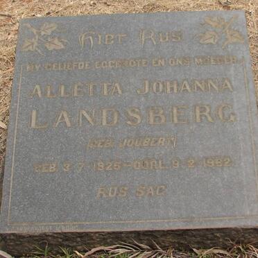 LANDSBERG Alletta Johanna nee JOUBERT 1925-1962