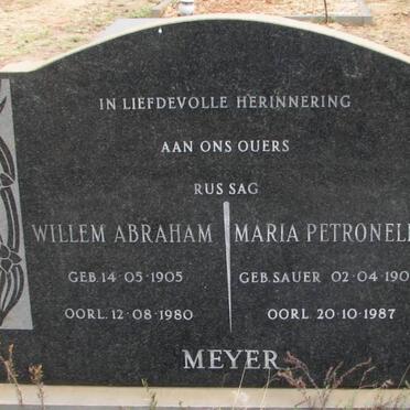 MEYER Willem Abraham 1905-1980 &amp; Maria Petronella SAUER 1909-1987