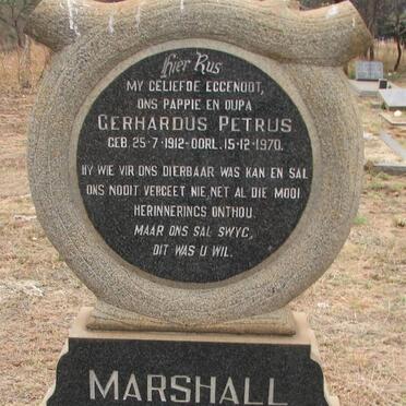 MARSHALL Gerhardus Petrus 1912-1970