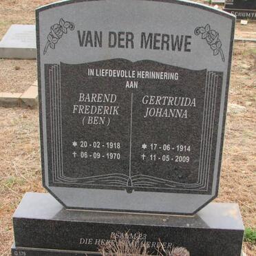 MERWE Barend Frederik, van der 1918-1970 &amp; Getruida Johanna 1914-2009
