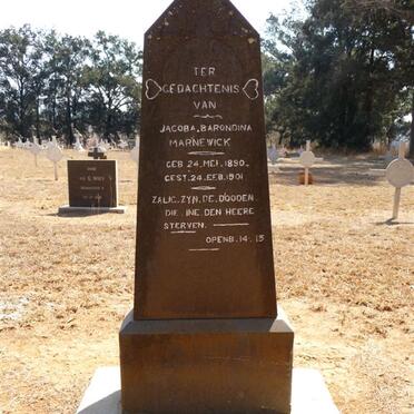 MARNEWICK Jacoba Barondina 1890-1901