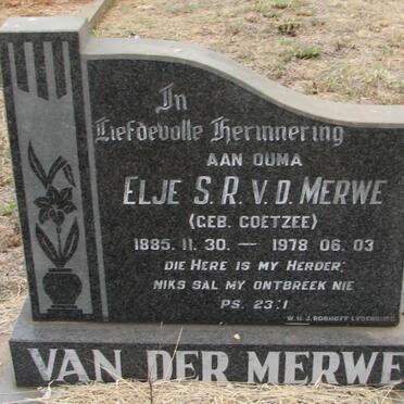 MERWE Elje S.R., van der COETZEE 1885-1978