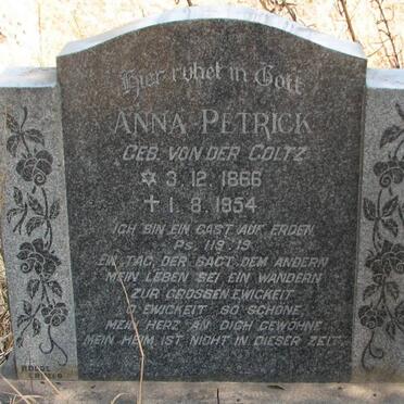PETRICK Anna nee VON DER GOLTZ 1866-1954