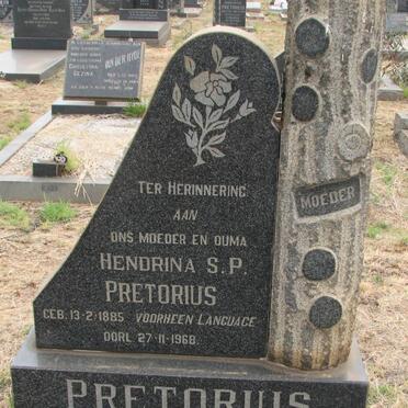 PRETORIUS Hendrina S.P. nee LANGUAGE 1885-1968